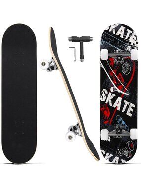 31-Inch Pro Complete Skateboard for Beginners & Kids - 7-Layer Maple, Double